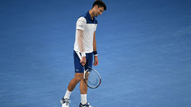 Novak Djokovic, tras caer con Chung.