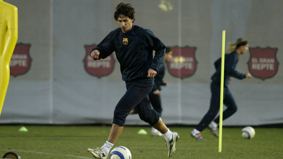 Albertini durante un entrenamiento cuando era jugador del Barcelona
