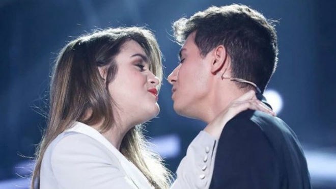 Amaia y Alfred durante su actuacin en la gala OT Eurovisin