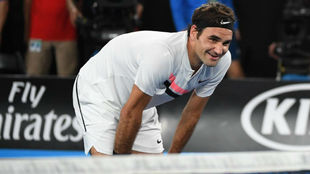 Roger Federer, en Melbourne, tras ganar el Open de Australia 2018.