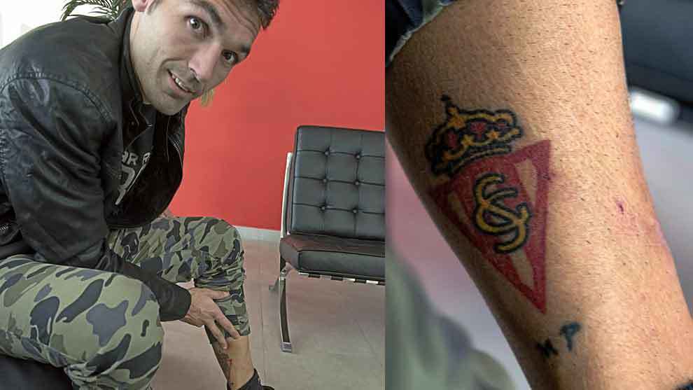 Barral lleva tatuado el escudo del Sporting en su pierna