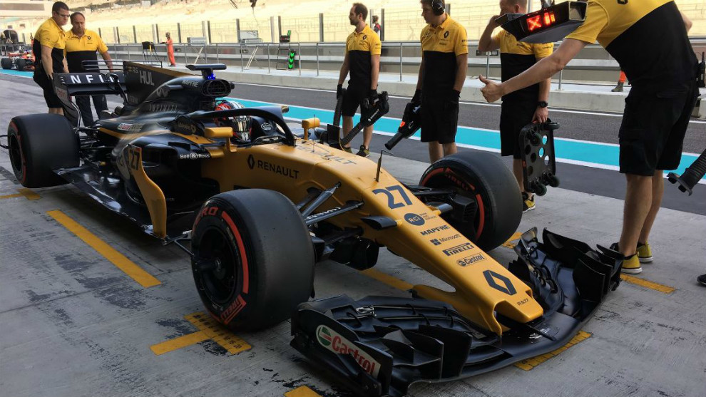 Equipo Renault, en los test de Abu Dhabi