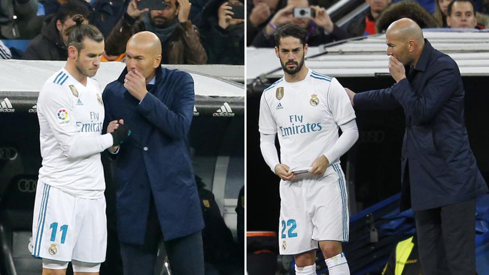 Isco y Bale escuchan las rdenes de Zidane en distintos partidos de...