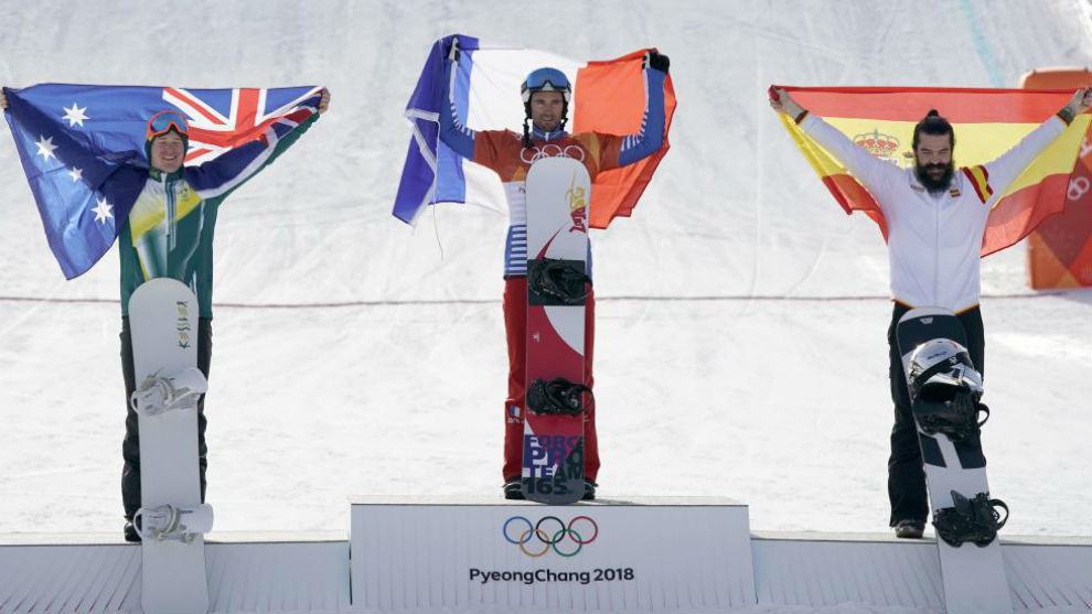 Regino Hernndez, en el podium de Pyeongchang.