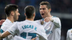 Asensio, Lucas y Cristiano celebran un gol al PSG.