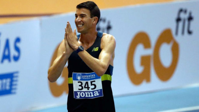 Adel Mechaal celebra su triunfo en los 3.000 metros.