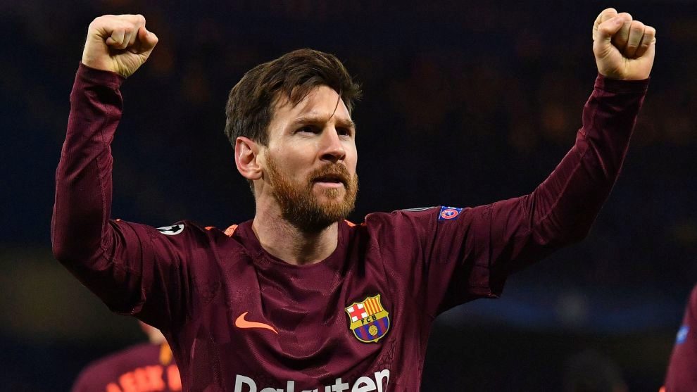 Leo Messi celebra su gol con el FC Barcelona