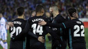 El Madrid celebra el gol de Casemiro.