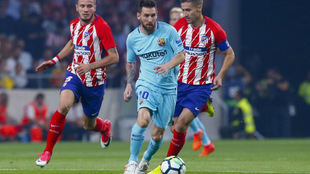Gabi, Messi y Sal en el pasado Atltico de Madrid - Barcelona