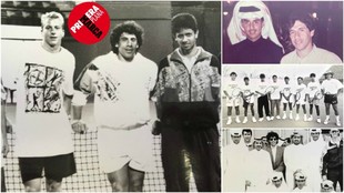 Primero por la derecha en la primera imagen, Nasser Al-Khlelaifi en su...