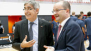 Bertomeu (Euroliga) y Baumann (FIBA) durante la inauguracin de...