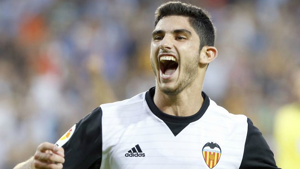 Guedes celebra el gol que anot al Sevilla en el choque de la primera...