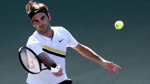 Roger Federer en el partido de segunda ronda ante el argentino...