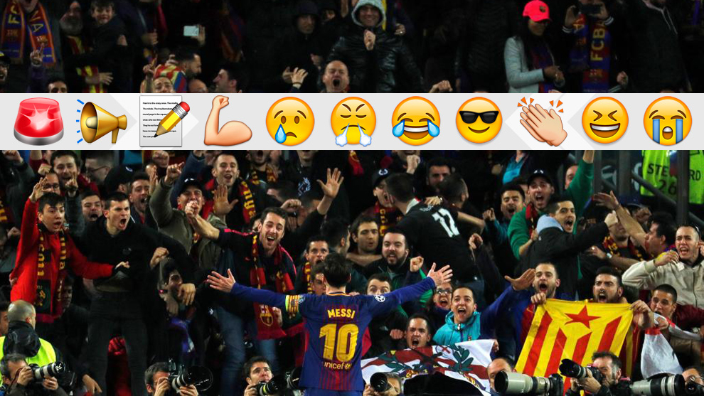 Messi celebra su segundo gol con la grada