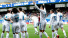 Los jugadores del Madrid celebran un gol en Ipurua