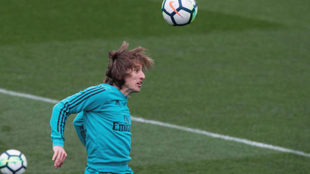 Luka Modric, durante un entrenamiento en Valdebebas.