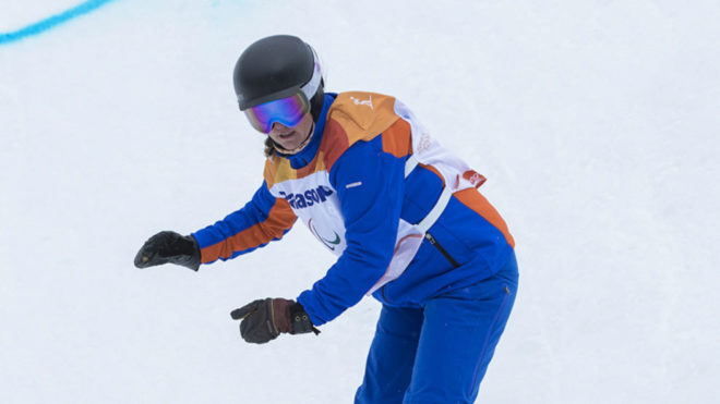 Astrid Fina, en el banked slalom en Pyeongchang