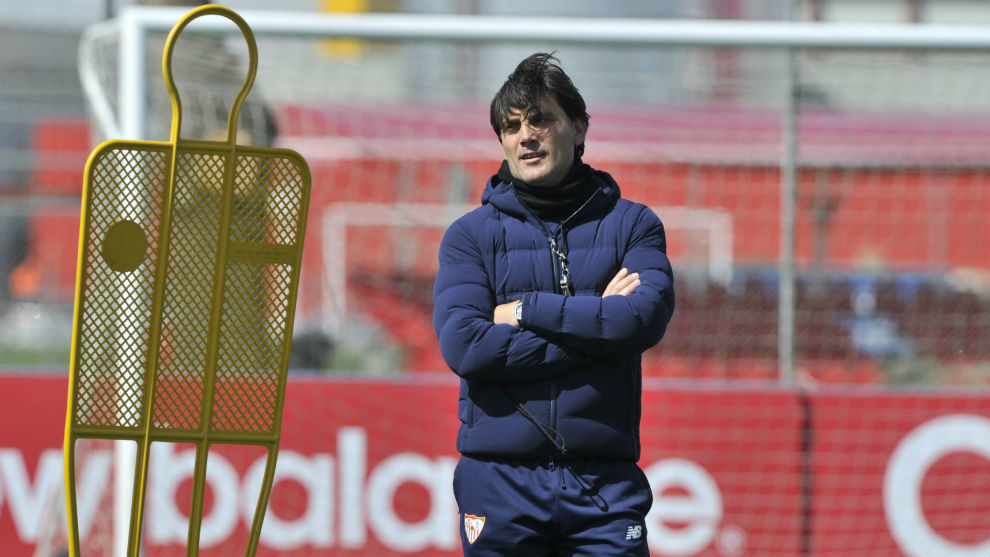 Montella (43), en un entrenamiento reciente del Sevilla.