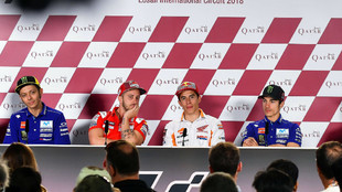 Pilotos de MotoGP, en la rueda de prensa previa al GP de Qatar