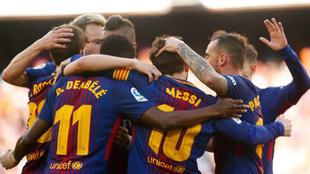 El Bara celebra el gol de Messi contra el Athletic Club.