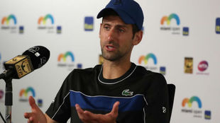 Novak Djokovic, durante la rueda de prensa que dio hoy