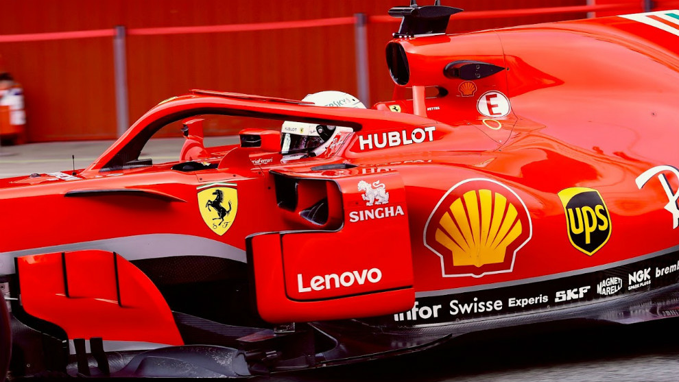 Sebastian Vettel, en el SF71H, durante los test de Montmel