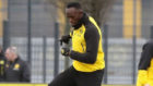 Usain Bolt en el entrenamiento de esta maana con el Borussia de...