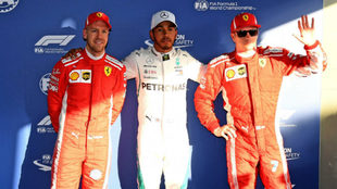 Vettel, Hamilton y Raikkonen.