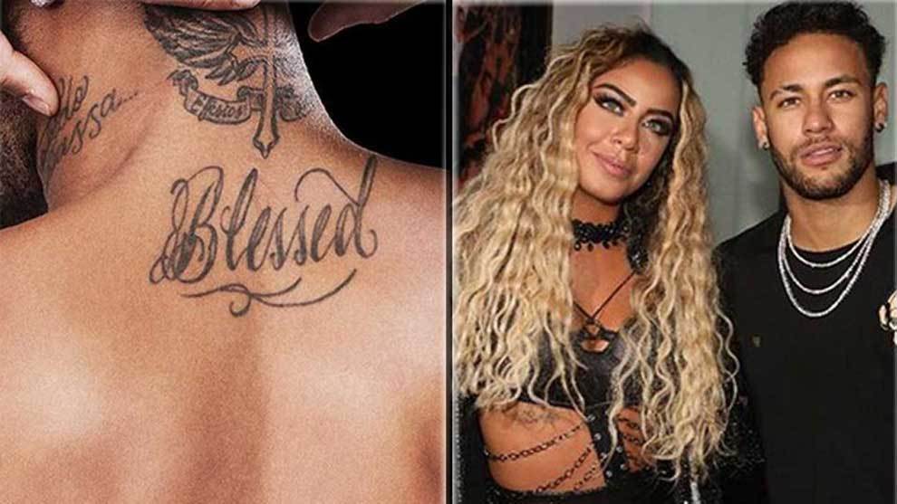 Neymer reveals new tattoo on his neck with the word Blessed and...