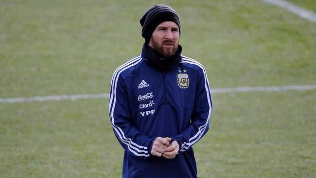 Messi, en un entrenamiento con Argentina.