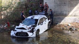 El i20 WRC, tras el accidente