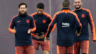 Leo Messi este viernes entrenando con el resto de sus compaeros.
