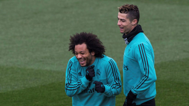 Ronaldo y Marcelo, durante el entrenamiento en Valdebebas