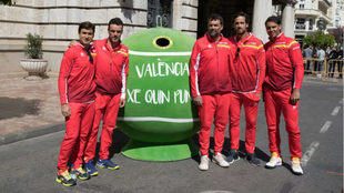 El equipo espaol de Copa Davis, con Ecovidrio