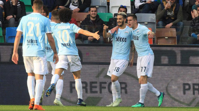 Luis Alberto celebra su gol al Udinese.