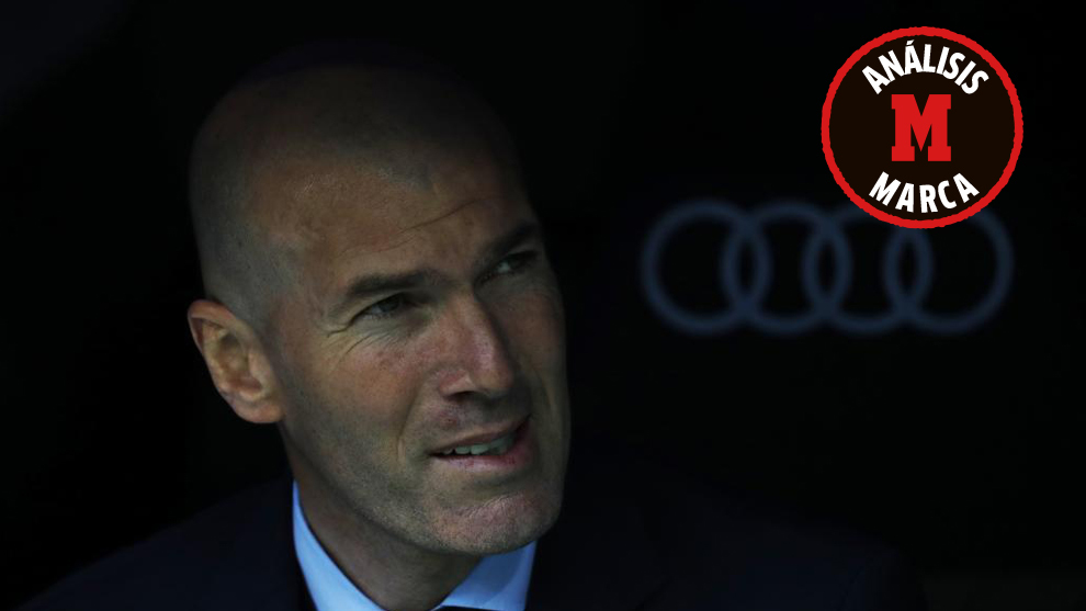 Zidane, durante el derbi contra el Atlético