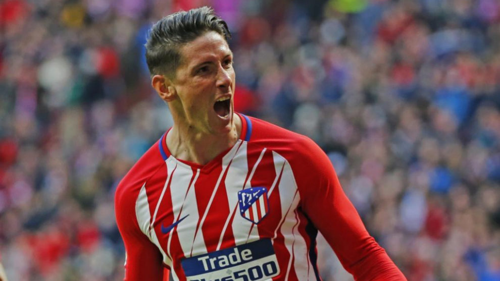 Fernando Torres celebra un gol con el Atltico de Madrid