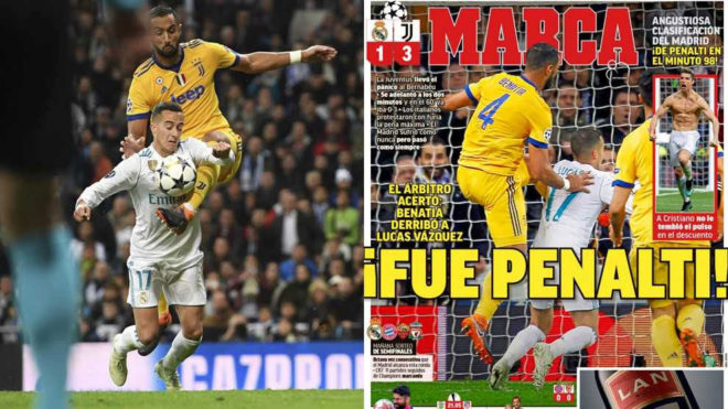 El penalti del Real Madrid - Juventus protagonista de la portada de...
