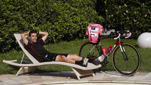 Tom Dumoulin, en el da de descanso del Giro 2017, previo a su...