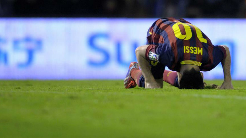 Messi lamenta una accin en Balados en la temporada 13-14