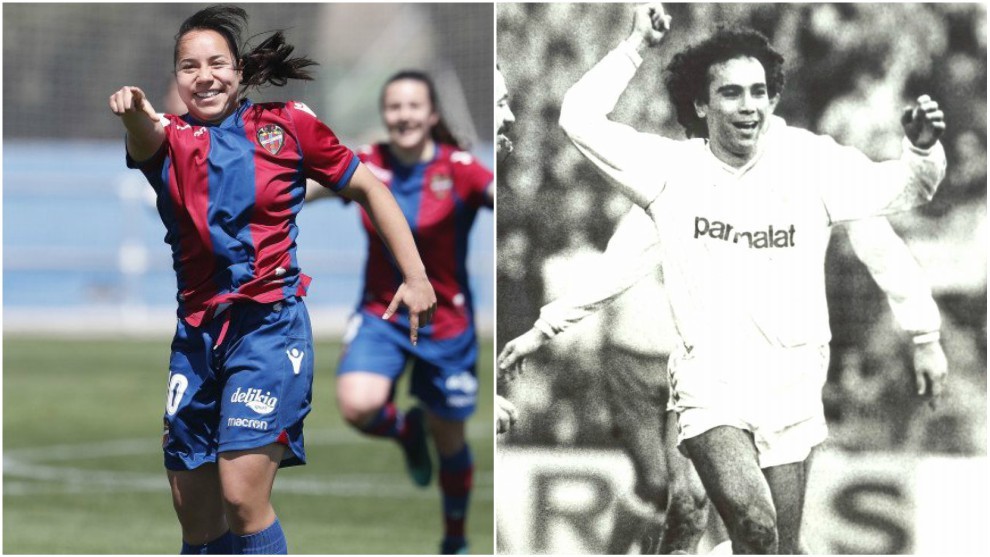 Charlyn Corral y Hugo Snchez celebran sus goles con Levante y Real...