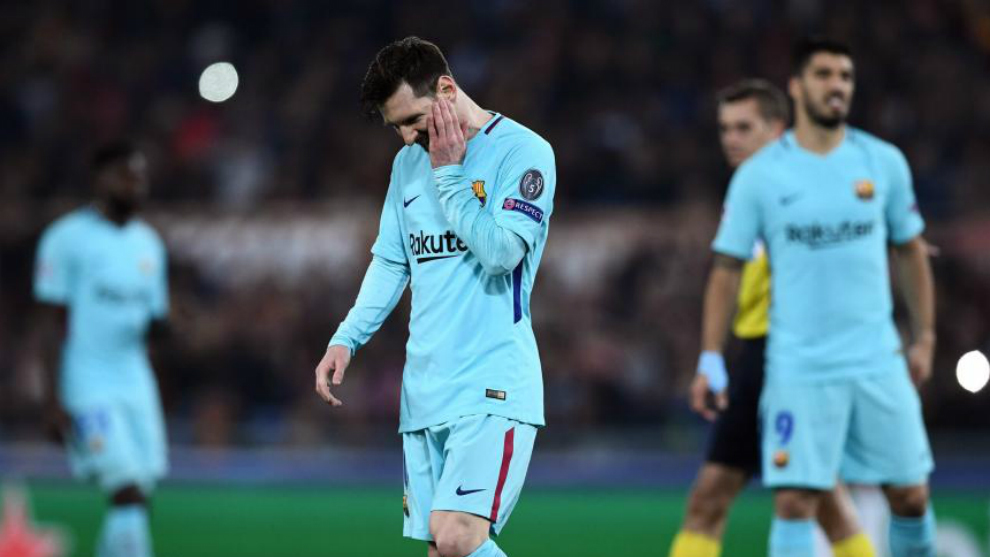 Messi, despus de caer eliminado de la Champions en Roma.