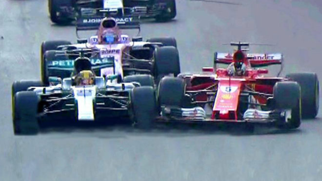 Vettel choca con Hamilton en Bak.