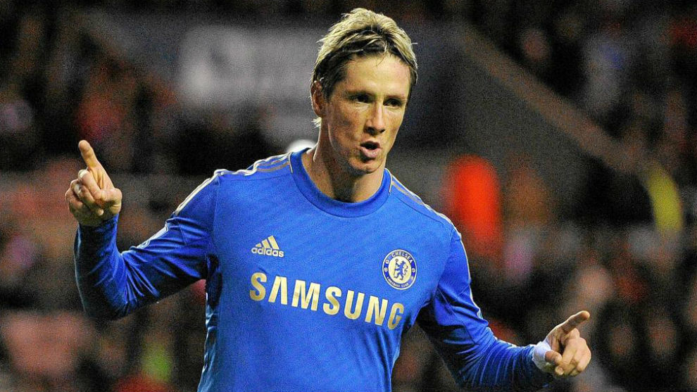 Fernando Torres celebra un gol con el Chelsea.