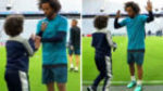 Marcelo and his son show off their special handshake