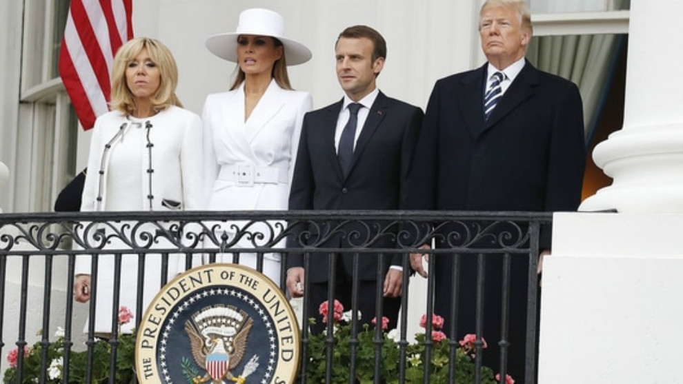 Los matrimonios Trump y Macron, en la Casa Blanca