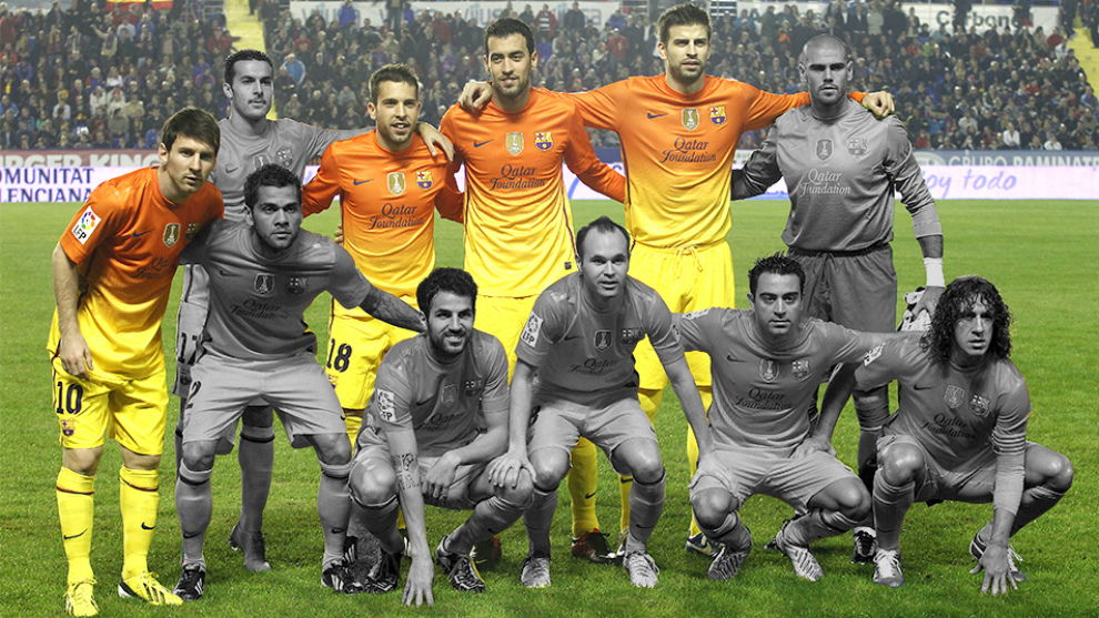 Un once del Barcelona con 10 canteranos de la temporada 2012-13.