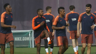 Imagen del entrenamiento del Barcelona previo al partido en La...