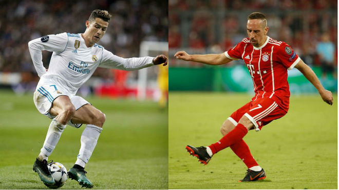 Cristiano Ronaldo (Real Madrid) y Ribery (Bayern)