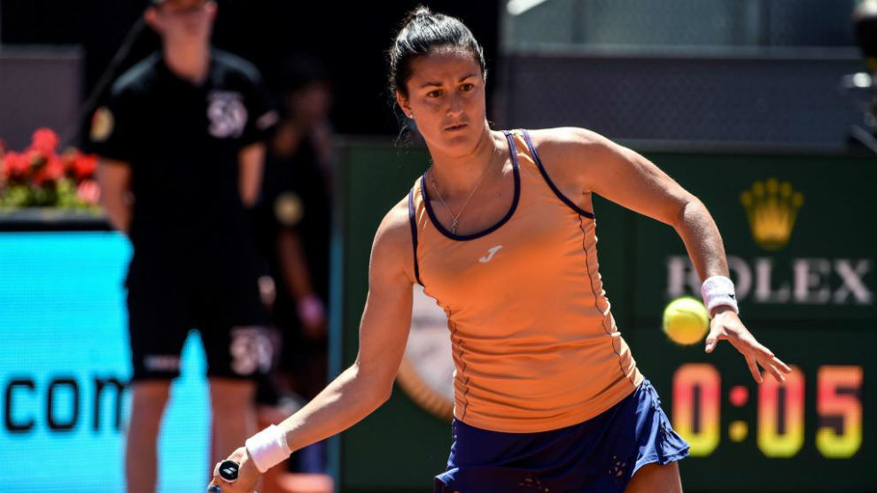Lara Arruabarrena durante un partido en el Mutua Madrid Open.